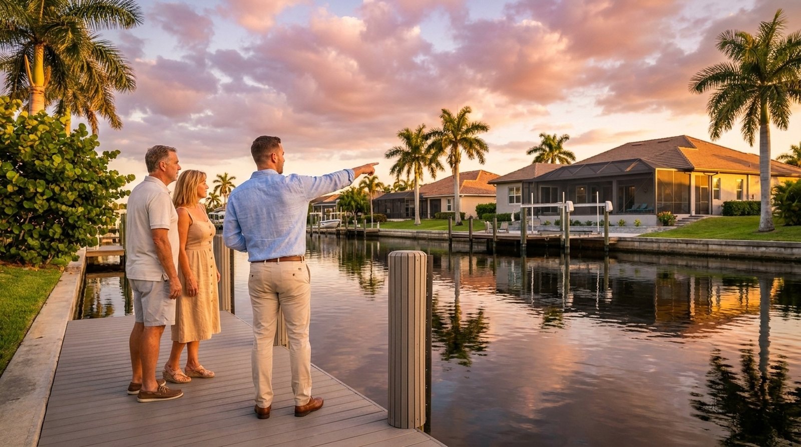 A Milner Team agent showing a waterfront home in Cape Coral