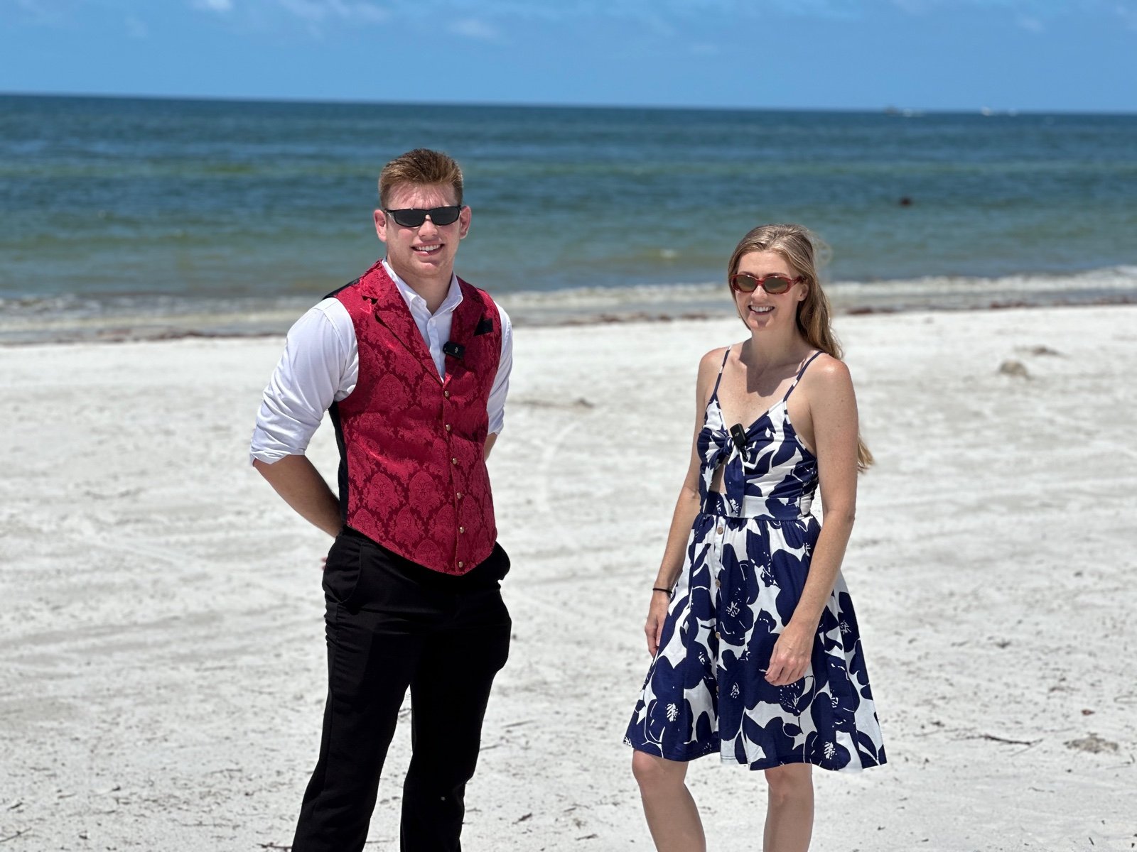 Brayden and Susan Milner of The Milner Team at Florida Future Realty on a Southwest Florida beach.